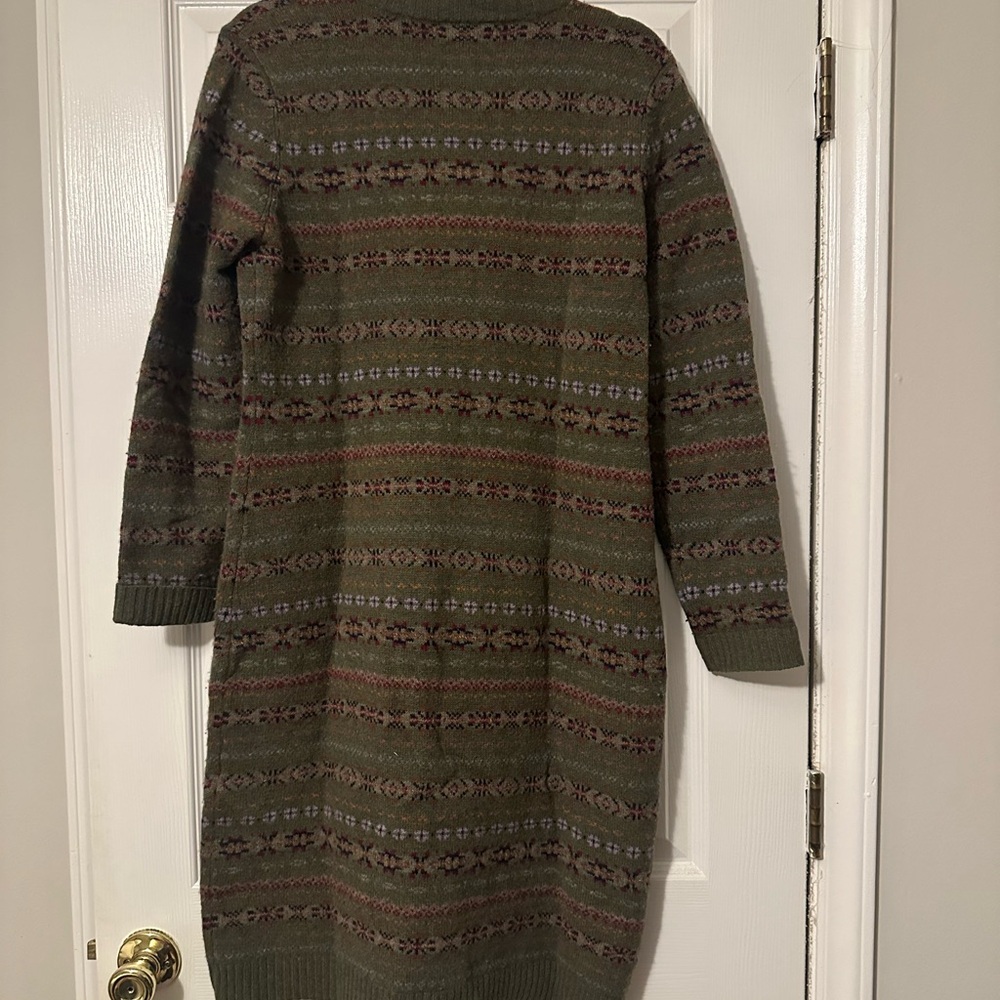 Ralph Lauren Olive Patterned lambswool long cardigan sweater coat - Picture 2 of 7